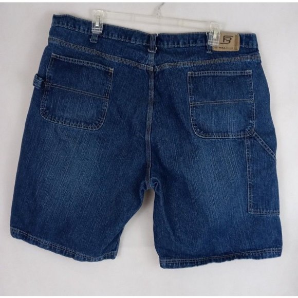 Full Blue Men's Dark Wash Distressed Jean Shorts Size 46 Inseam 10" - Picture 2 of 7